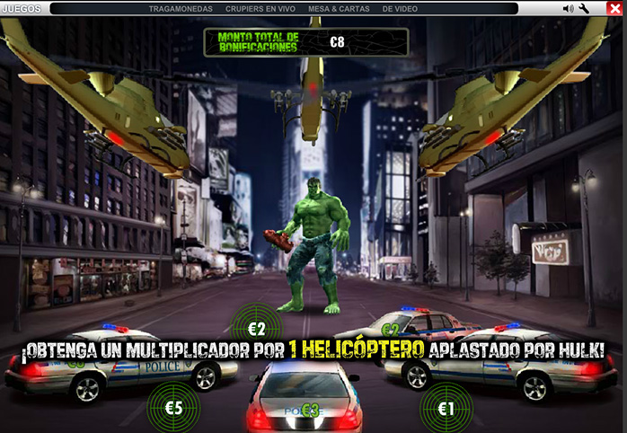 minijuego activado en Hulk de Playtech